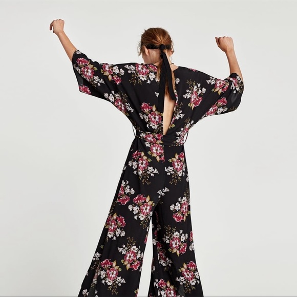 Zara Black Floral Jumpsuit - Picture 3 of 7